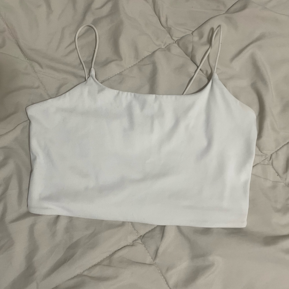 Garage White Fitted Crop Camisole Top